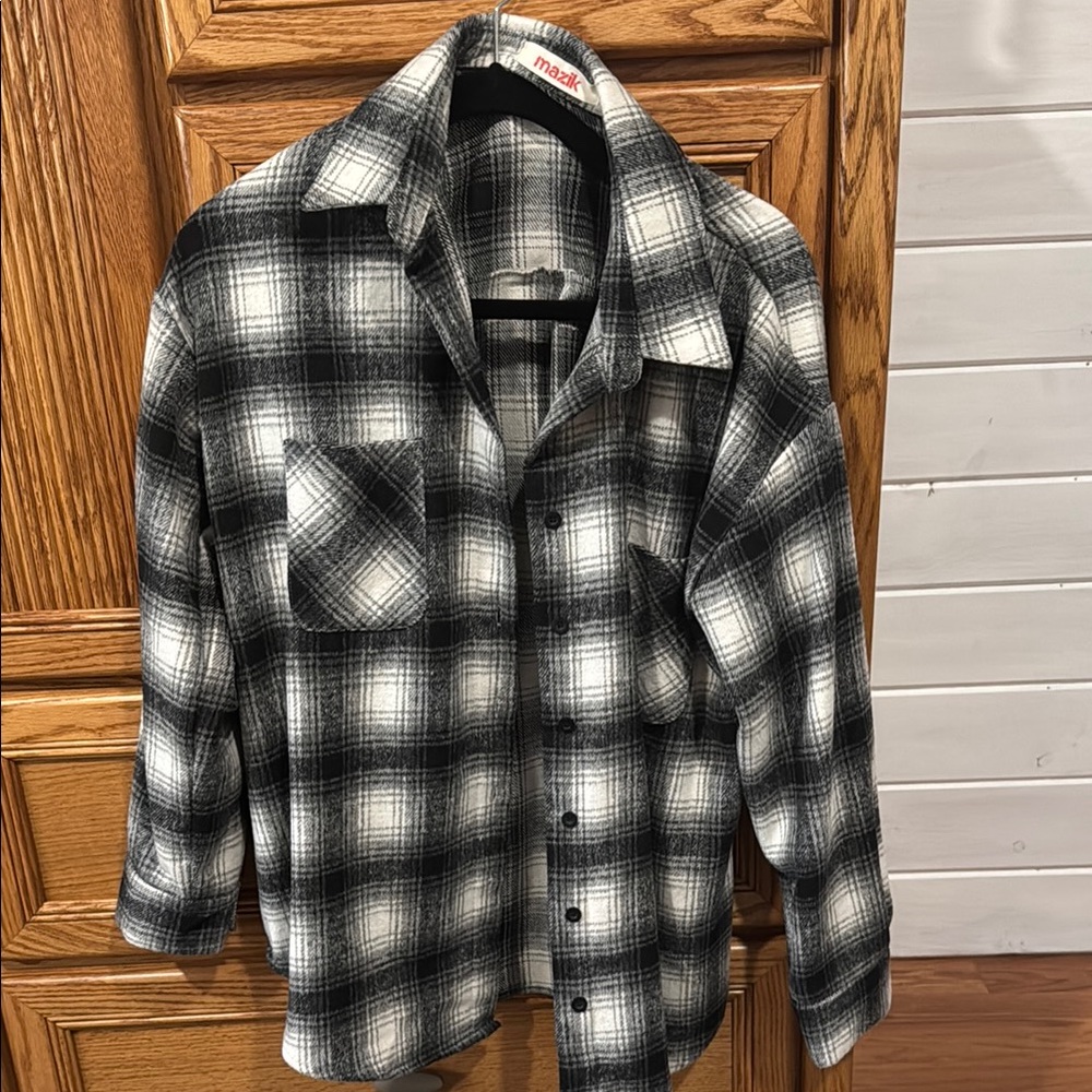 Men's Black and White Plaid Jacket